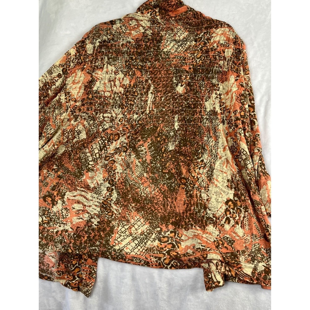 Westbound Woman Cardigan Women 2X Brown Orange Excellent Abstract Burnout Print - Picture 9 of 12